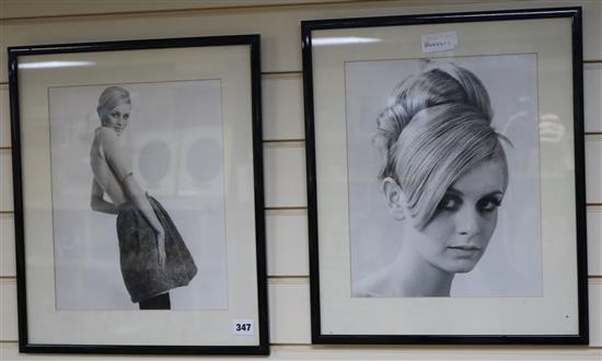 Ross Greathem - two gelatin prints of Twiggy 34 x 27cm.